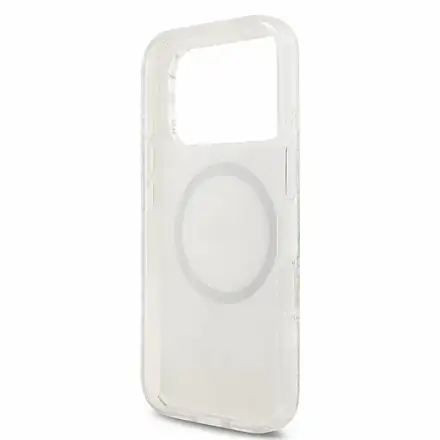 Guess IML Flowers Allover Strap MagSafe kryt iPhone 18 Pro bílý
