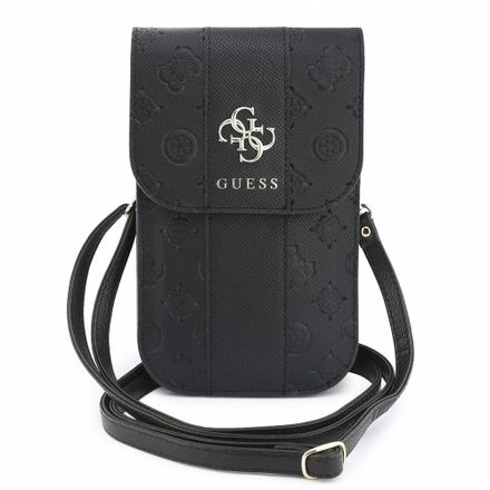Guess PU 4G Peony Stripe Metal Logo Brašna na Telefon černá
