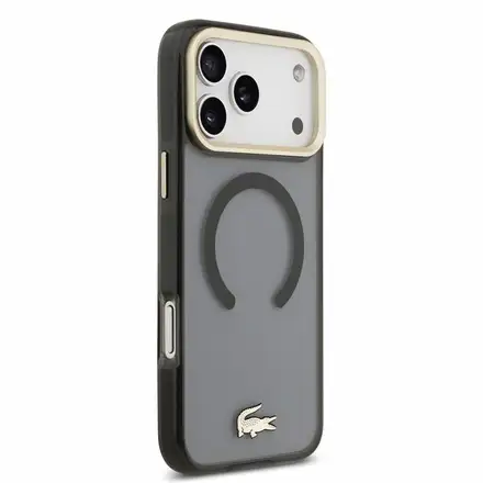 Lacoste PC/TPU Frosted Finish Gold Logo MagSafe kryt iPhone 18 Pro černý