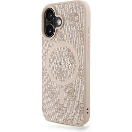 Guess PU Leather 4G Colored Ring Strap MagSafe kryt iPhone 16 růžový