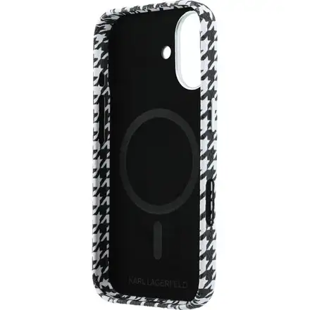 Karl Lagerfeld PU Houndstooth Resin Plate MagSafe kryt iPhone 17 černý