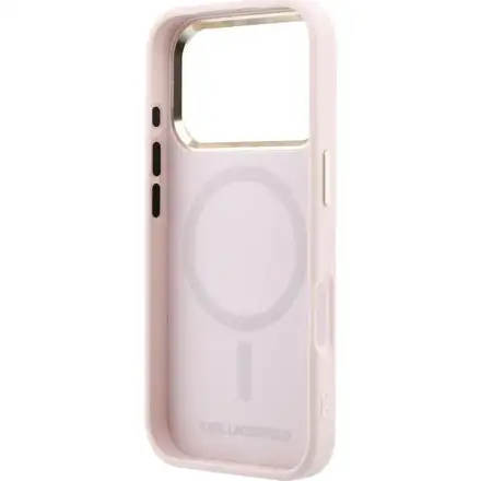 Karl Lagerfeld PU Perforated Monogram MagSafe MagSafe kryt iPhone 17 Pro Max růžový