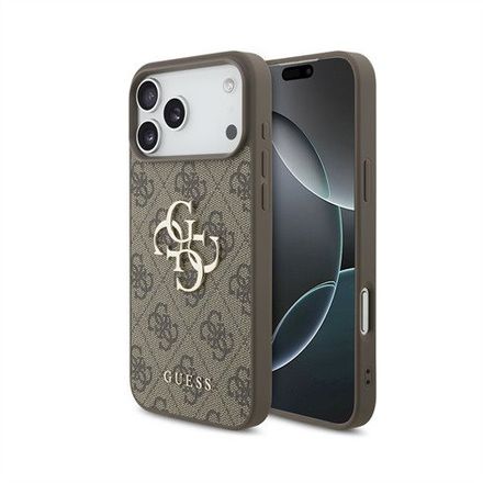 Guess PU 4G Metal Logo kryt iPhone 18 Pro hnědá