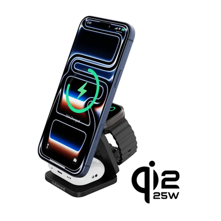 Cubenest Qi2.2 3v1 Skládací bezdrátová magnetická nabíječka SQ312 Ultra - černá