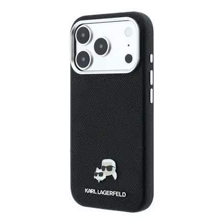 Karl Lagerfeld PU Grained Semi Wrap K&CH Heads Magsafe kryt iPhone 18 Pro Max černý