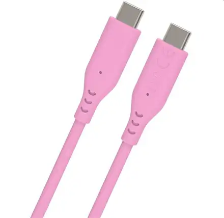 PremiumCord Silikonový kabel USB-C 60W 480Mbps růžový extra měkký a robustní kabel délky 1,5m