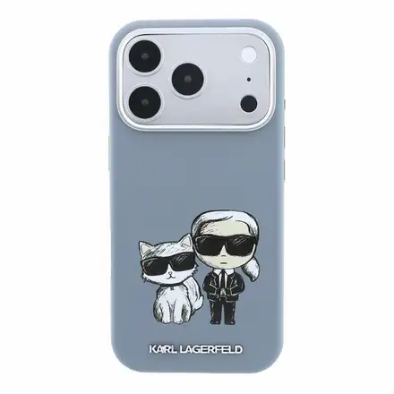Karl Lagerfeld PU Semi Wrap Smooth Sketch Bodies Magsafe kryt iPhone 18 Pro modrý