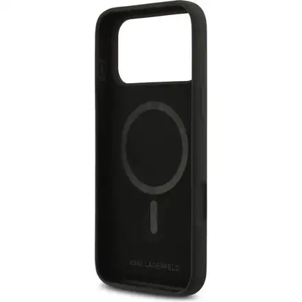 Karl Lagerfeld Liquid Silicone Double Heads MagSafe kryt iPhone 17 Pro černý