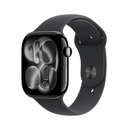 Apple Watch Series 11 GPS 46mm Klavírně černý hliník s černým sportovním řemínkem - M/L