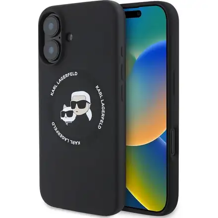 Karl Lagerfeld Liquid Silicone K&CH Heads MagSafe kryt iPhone 16 černý