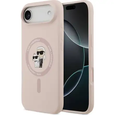 Karl Lagerfeld Liquid Silicone Karl and Choupette MagSafe kryt iPhone Air růžový