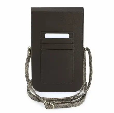Guess PU Leather+Grained 4G Metal Logo Brašna na Telefon hnědá