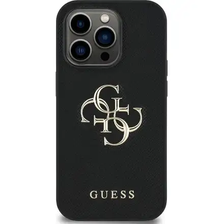 Guess PU Grained 4G Metal Logo kryt iPhone 13 Pro černý