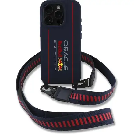 Red Bull Silicone Vertical Logo MagSafe Zadní Kryt + Crossbody popruh pro iPhone 16 Pro Max modrý