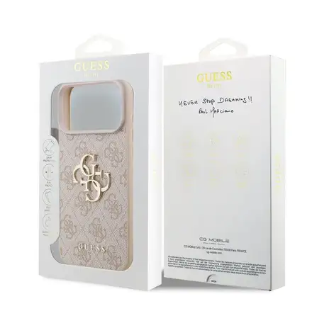Guess PU 4G Metal Logo kryt iPhone 18 Pro růžová