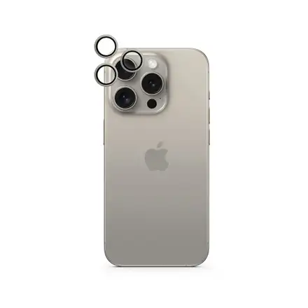 iStores by Epico Aluminium Lens Protector pro Apple iPhone 15 Pro/15 Pro Max - přírodní titan