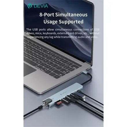 Devia USB-C Hub Pro 8 in 1 EC706-Deep Gray