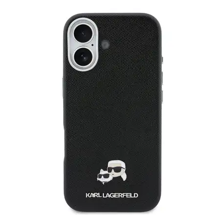 Karl Lagerfeld PU Karl and Choupette Heads Pins MagSafe kryt iPhone 17 černý