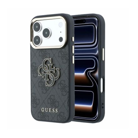 Guess PU 4G Resin Metal Logo kryt iPhone 18 Pro černý
