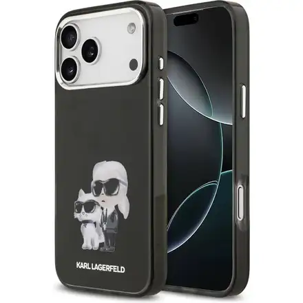 Karl Lagerfeld IML Aquarelle Karl and Choupette kryt iPhone 17 Pro černý