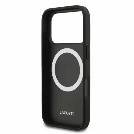 Lacoste PVC Iconic Petit Pique Metal MagSafe kryt iPhone 18 Pro černý