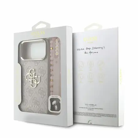 Guess PU 4G Metal Logo Strap kryt iPhone 18 Pro růžový