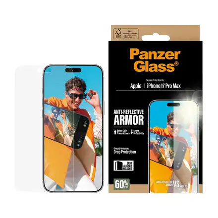 PanzerGlass ochranné sklo Anti-Reflective Armor pro iPhone 17 Pro Max-Black Frame