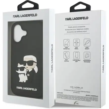 Karl Lagerfeld 3D Rubber Karl and Choupette kryt iPhone 17 černý