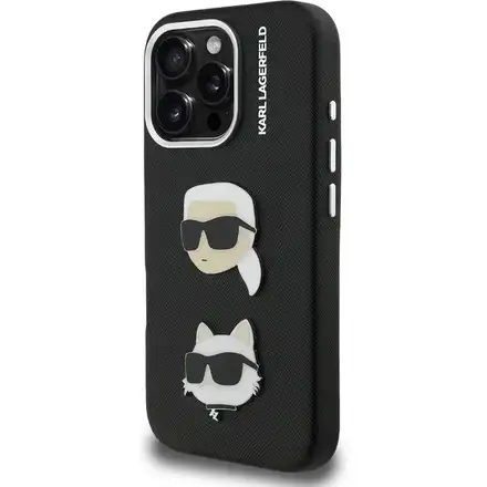 Karl Lagerfeld Grained PU K&CH Heads kryt iPhone 16 Pro Max černý