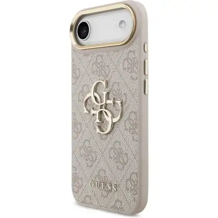 Guess PU Leather 4G Metal Logo Gold Frame kryt iPhone Air růžový