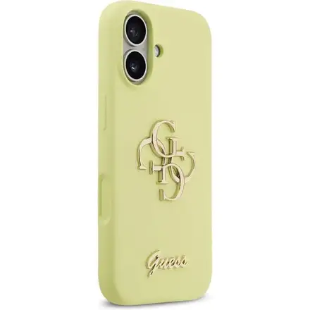 Guess Liquid Silicone 4G Metal Logo kryt iPhone 17 žlutý
