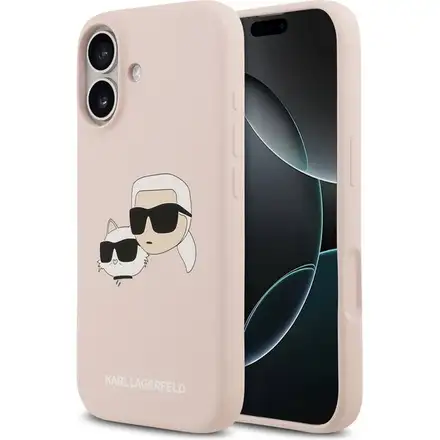 Karl Lagerfeld Liquid Silicone Double Heads MagSafe kryt iPhone 17 Pro růžový