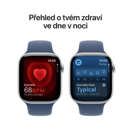Apple Watch Series 10 GPS 46mm Stříbrný hliník s denimovým sportovním řemínkem - M/L