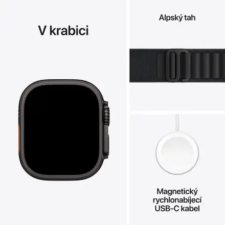 Apple Watch Ultra 3 GPS + Cellular 49mm Černý titan s černým alpským tahem - Střední