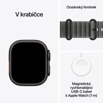 Apple Watch Ultra 4 GPS + Cellular 49mm Black Titanium Case with Translucent Black Ocean Band