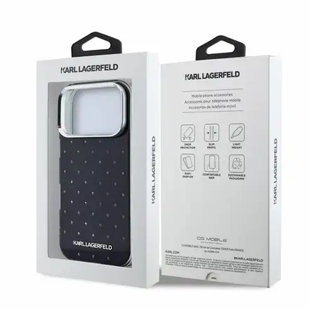 Karl Lagerfeld IML Rhinestones Allover kryt iPhone 18 Pro Max černá