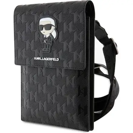 Karl Lagerfeld Saffiano Monogram Ikonik NFT Brašna na Telefon černá