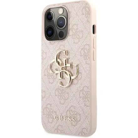 Guess PU 4G Metal Logo kryt iPhone 13 Pro Max růžový