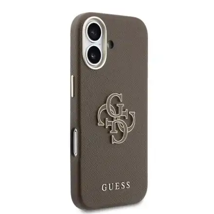 Guess PU Resin Logo kryt iPhone 17 hnědý