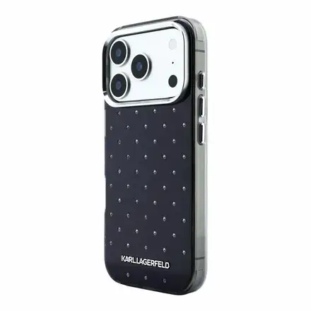 Karl Lagerfeld IML Rhinestones Allover kryt iPhone 18 Pro černá