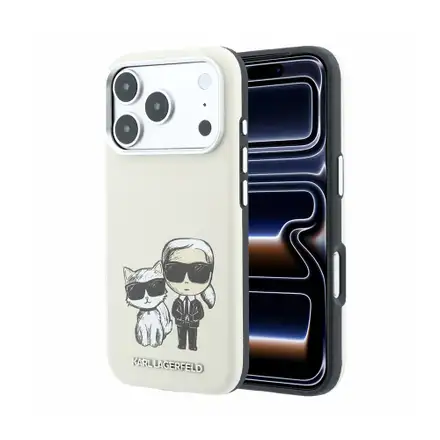 Karl Lagerfeld PU Semi Wrap Smooth Sketch Bodies Magsafe kryt iPhone 18 Pro béžový