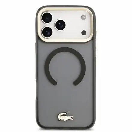 Lacoste PC/TPU Frosted Finish Gold Logo MagSafe kryt iPhone 18 Pro černý