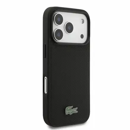 Lacoste PVC Iconic Petit Pique Metal MagSafe kryt iPhone 18 Pro černý