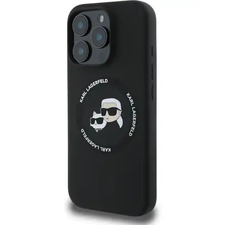 Karl Lagerfeld Liquid Silicone K&CH Heads MagSafe kryt iPhone 16 Pro Max černý