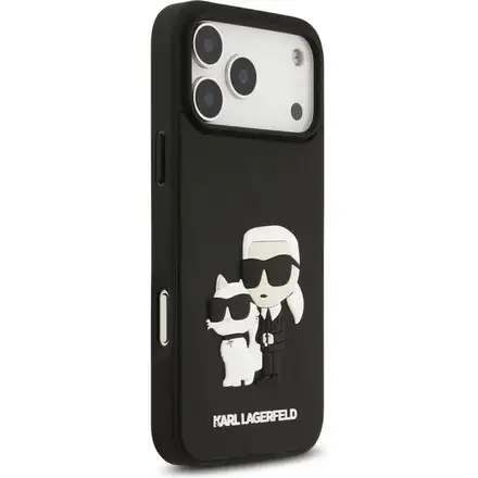 Karl Lagerfeld 3D Rubber Karl and Choupette kryt iPhone 17 Pro Max černý