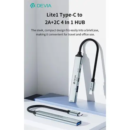 Devia USB-C Hub Lite 4 in 1 EC707-Deep Gray