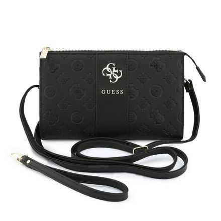 Guess PU 4G Peony Stripe Metal Logo Brašna na Telefon černá