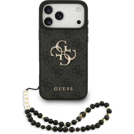 Guess PU 4G Metal Logo Strap kryt iPhone 17 Pro Max černý