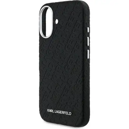 Karl Lagerfeld Grained PU Repeated Logo MagSafe kryt iPhone 16 černý