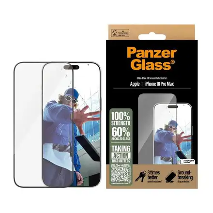 PanzerGlass ochranné sklo UWF pro iPhone 16 Pro Max-Black Frame